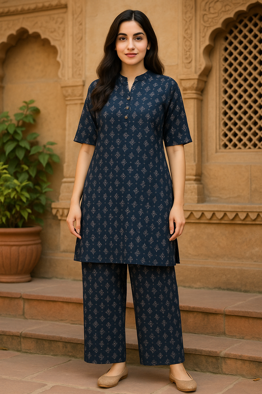 Black Printed Cotton Co-ord Set for Women